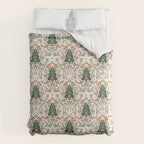 Nordic Christmas tree with red flowers and Scandinavian ornaments  Comforter Gallery Image 6