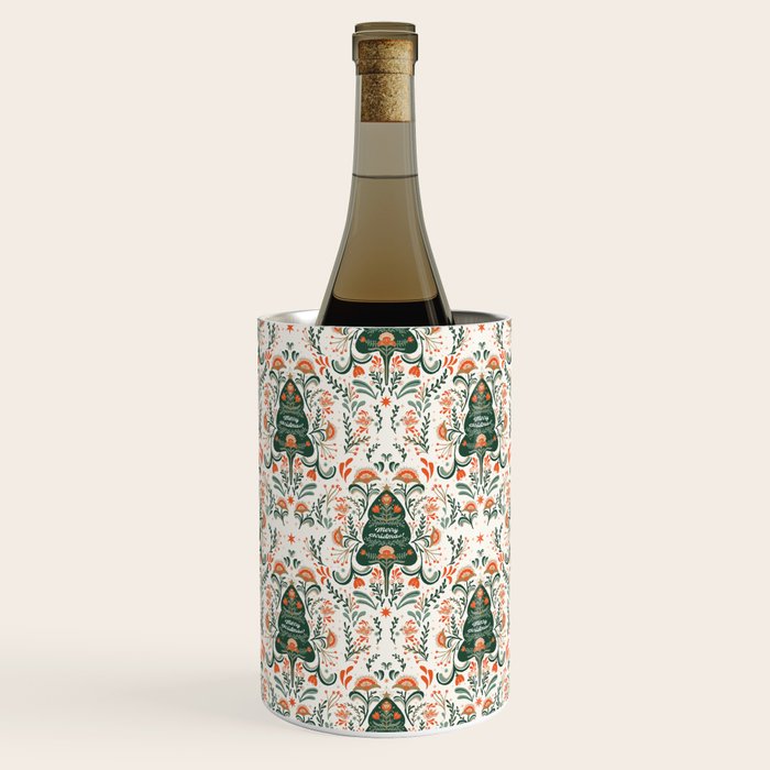 Nordic Christmas tree with red flowers and Scandinavian ornaments  Wine Chiller Gallery Image 1