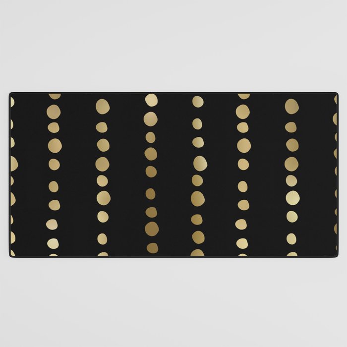 Boho Mudcloth Dots Pattern, Black and Gold Desk Mat Gallery Image 3