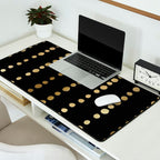 Boho Mudcloth Dots Pattern, Black and Gold Desk Mat Gallery Image 2