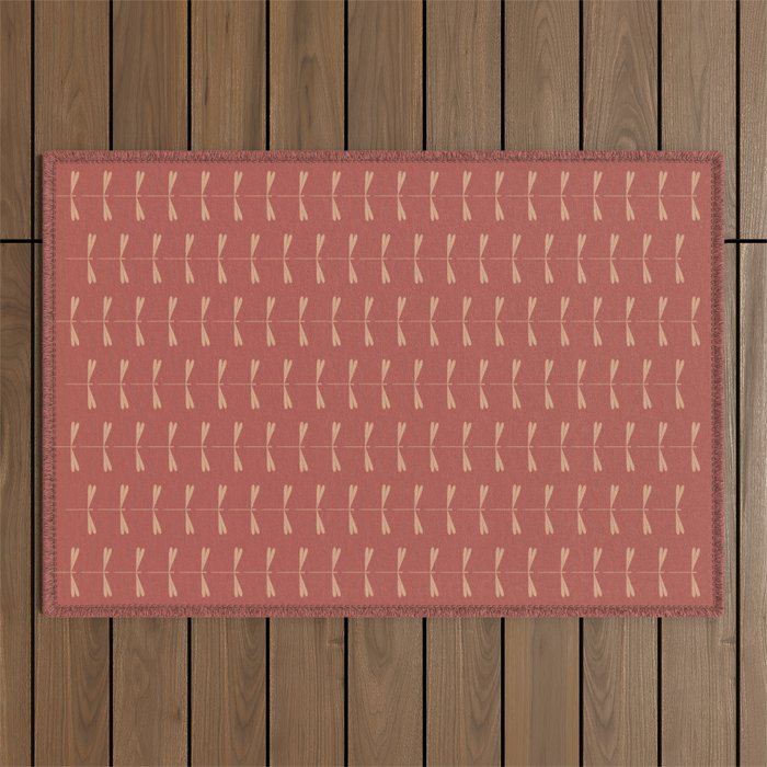 Dragonfly Pattern XVI Rose Pink Outdoor Rug Gallery Image 1