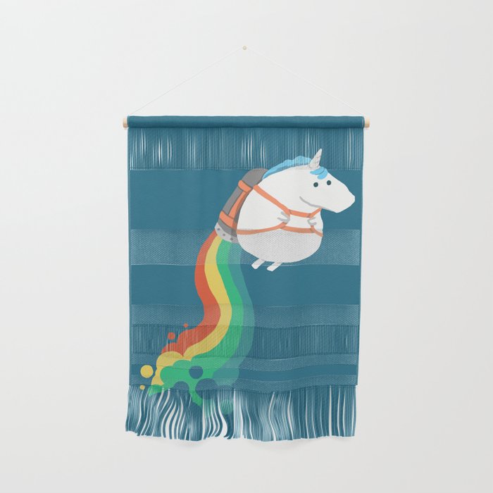 Fat Unicorn on Rainbow Jetpack Wall Hanging Gallery Image 1