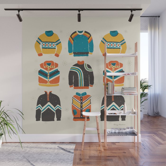 Vintage Skiwear Wall Mural Gallery Image 1
