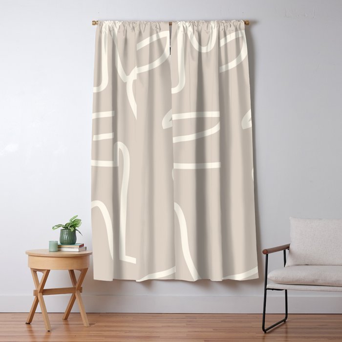Abstract line art / Face/beige Window Curtain Gallery Image 1