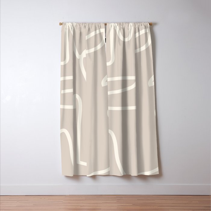 Abstract line art / Face/beige Window Curtain Gallery Image 3