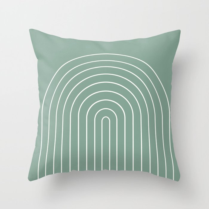 Minimal Arch XXXVII Natural Green Modern Geometric Lines Throw Pillow Gallery Image 1