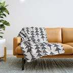 Linocut Forest Throw Blanket Gallery Image 1