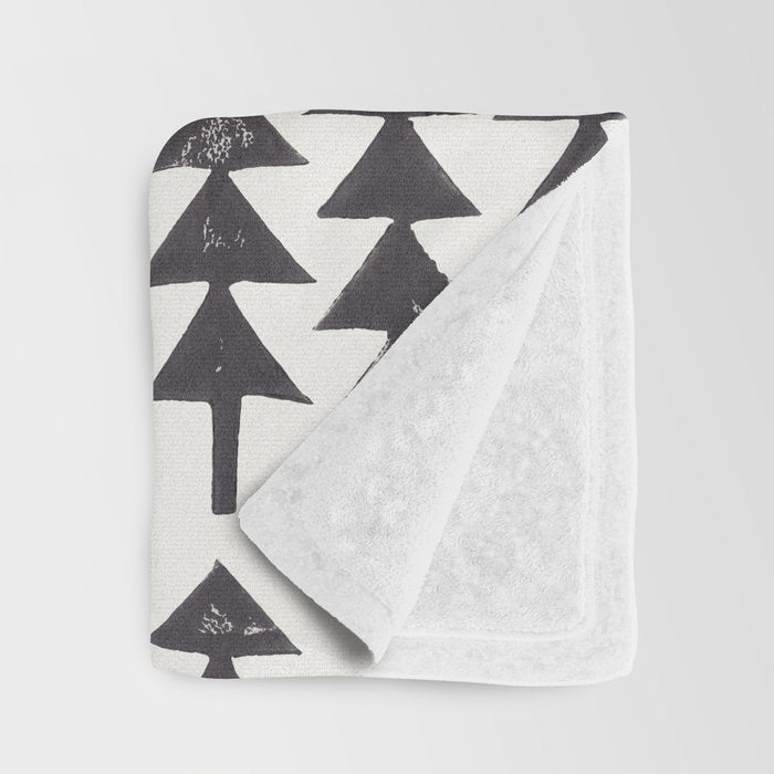 Linocut Forest Throw Blanket Gallery Image 3