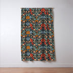 Victorian Carnation in Moody Red and Blue Window Curtain Gallery Image 3