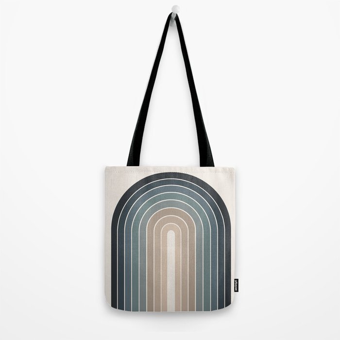 Gradient Arch XXVIII Earthy Blue Mid Century Modern Rainbow Tote Bag Gallery Image 2