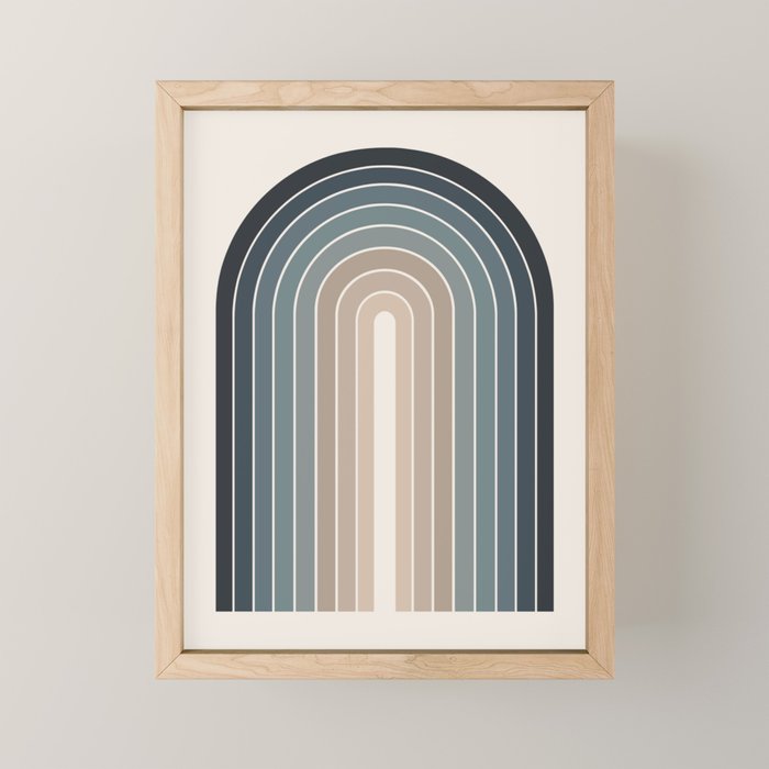 Gradient Arch XXVIII Earthy Blue Mid Century Modern Rainbow Mini Art Print Gallery Image 1