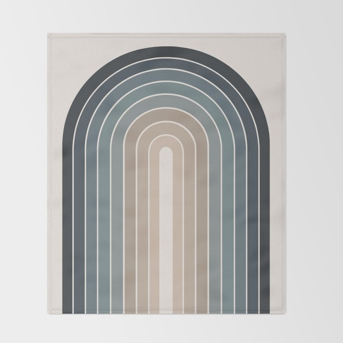 Gradient Arch XXVIII Earthy Blue Mid Century Modern Rainbow Throw Blanket Gallery Image 2