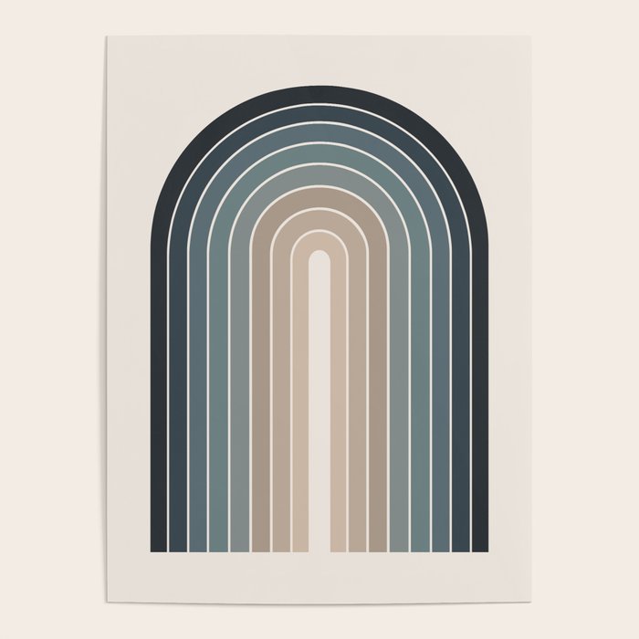 Gradient Arch XXVIII Earthy Blue Mid Century Modern Rainbow Poster Gallery Image 1