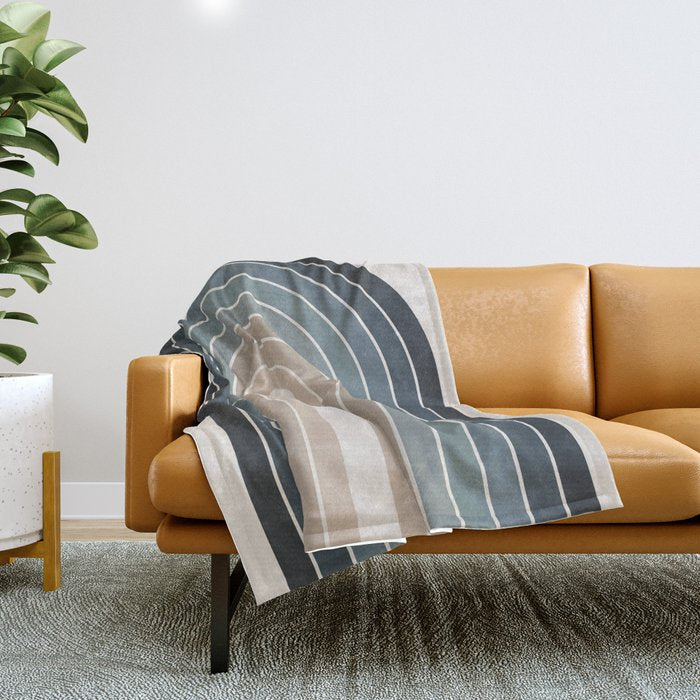 Gradient Arch XXVIII Earthy Blue Mid Century Modern Rainbow Throw Blanket Gallery Image 1