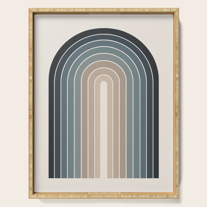 Gradient Arch XXVIII Earthy Blue Mid Century Modern Rainbow Serving Tray Gallery Image 1