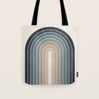 Gradient Arch XXVIII Earthy Blue Mid Century Modern Rainbow Tote Bag Gallery Image 1