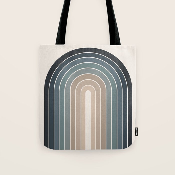 Gradient Arch XXVIII Earthy Blue Mid Century Modern Rainbow Tote Bag Gallery Image 1