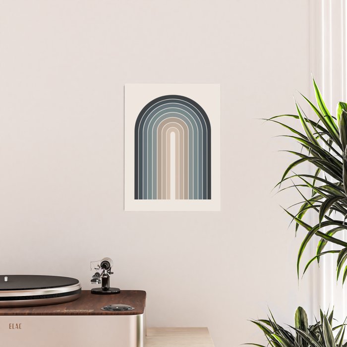 Gradient Arch XXVIII Earthy Blue Mid Century Modern Rainbow Poster Gallery Image 2