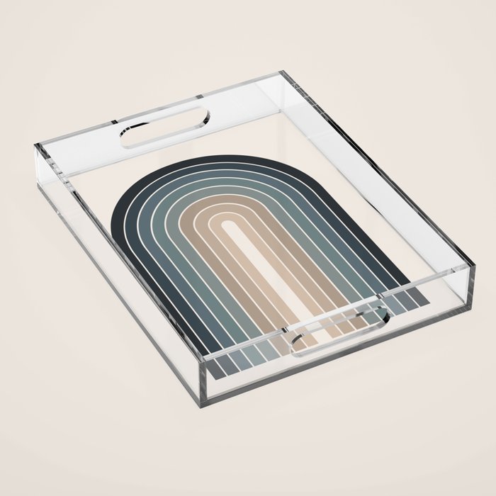 Gradient Arch XXVIII Earthy Blue Mid Century Modern Rainbow Acrylic Tray Gallery Image 1