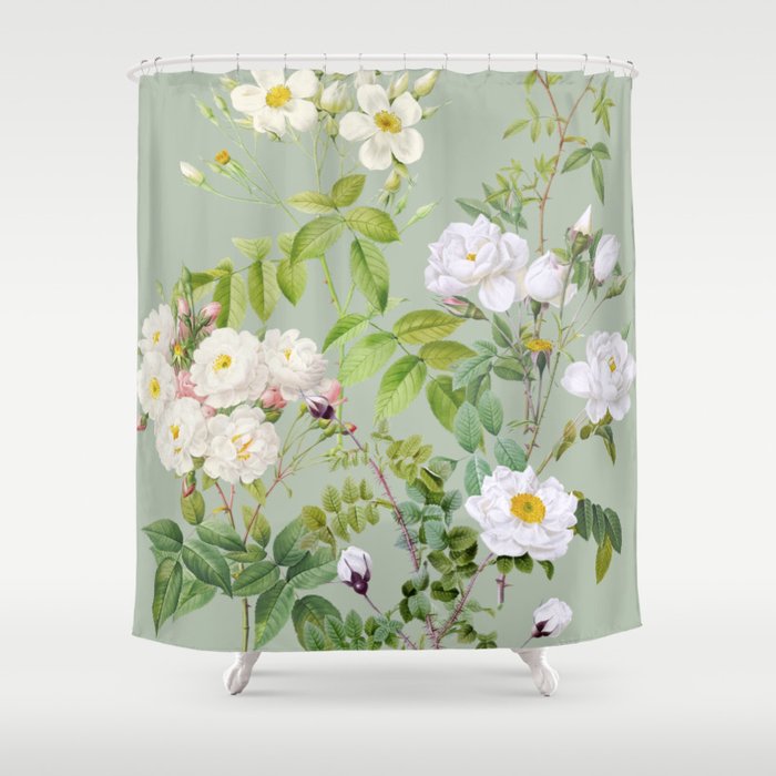 Purest Bloom Botanical Collage Shower Curtain Gallery Image 1
