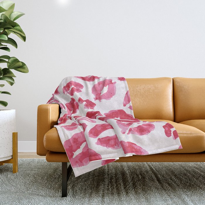 Lipstick Kisses Throw Blanket Gallery Image 1
