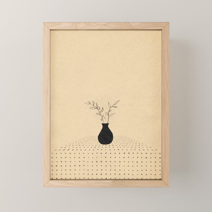 Minimal plant in the vase Mini Art Print Gallery Image 1