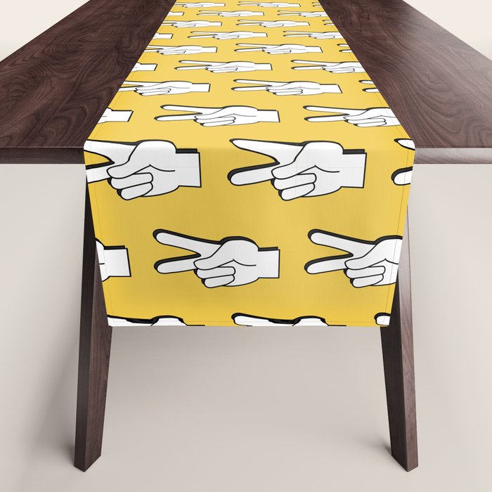 Peace Sign yellow Table Runner Gallery Image 1