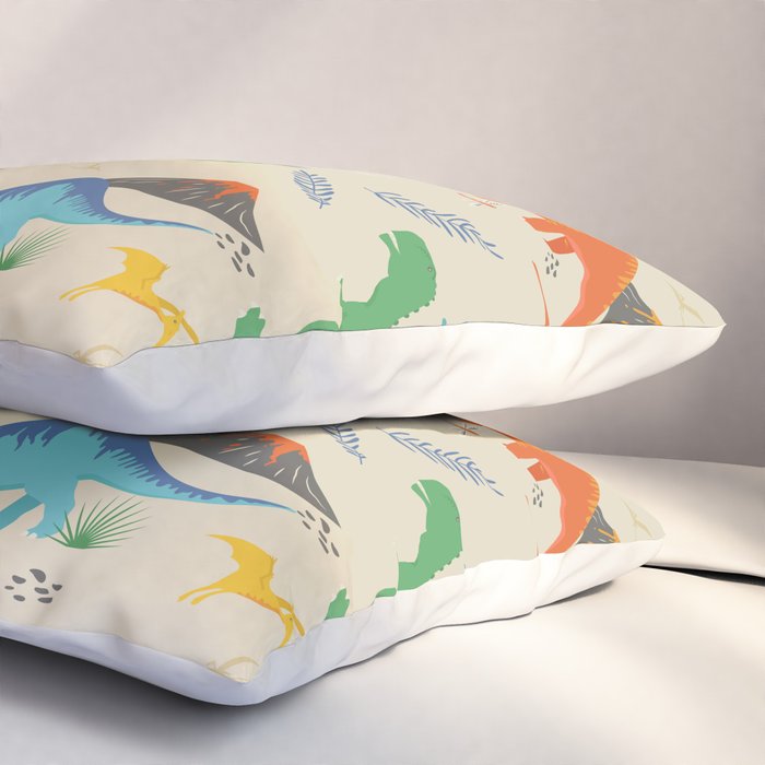 Jurassic Dinosaurs in Primary Colors Pillow Sham Gallery Image 3