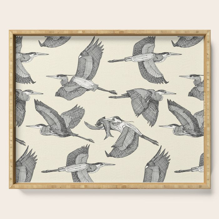 great blue herons pearl Serving Tray Gallery Image 1