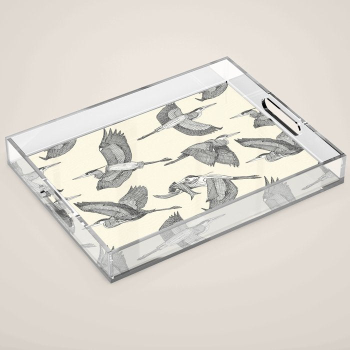 great blue herons pearl Acrylic Tray Gallery Image 1