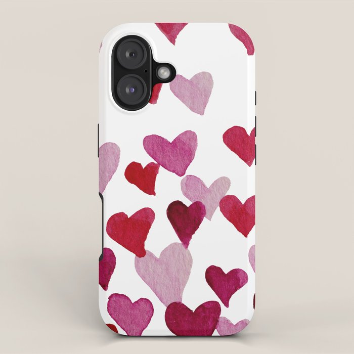 Valentine's Day Watercolor Hearts - pink iPhone Case Gallery Image 1