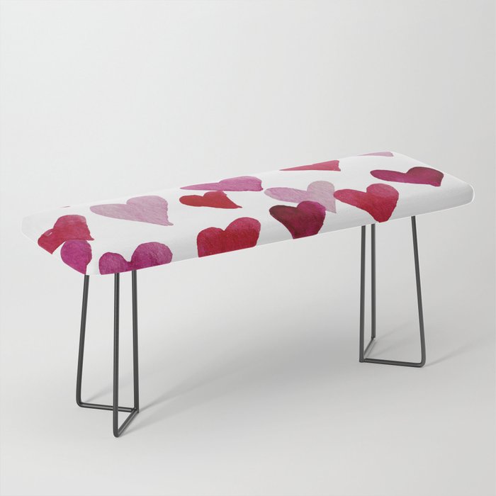 Valentine's Day Watercolor Hearts - pink Bench Gallery Image 1