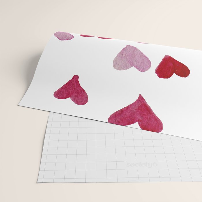 Valentine's Day Watercolor Hearts - pink Wrapping Paper Gallery Image 2