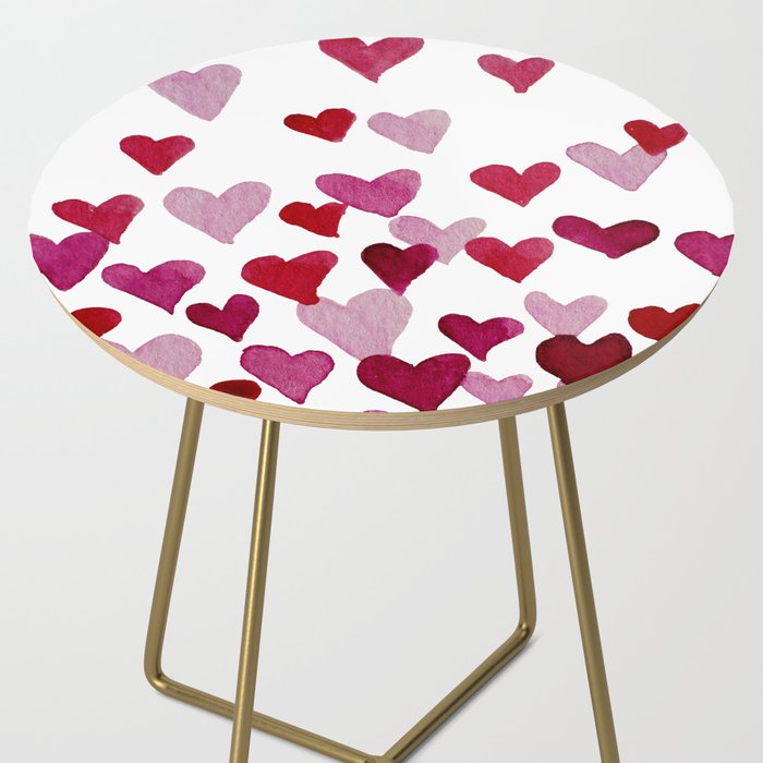 Valentine's Day Watercolor Hearts - pink Side Table Gallery Image 2