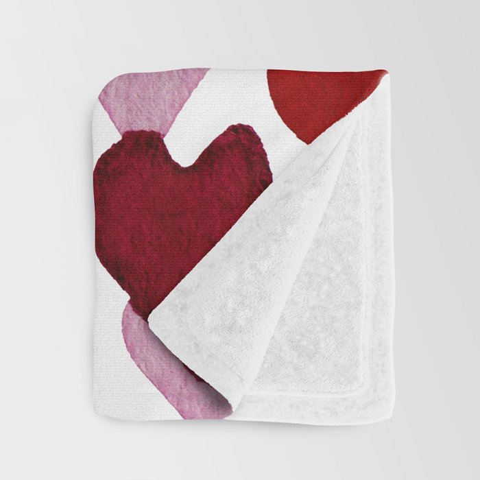 Valentine's Day Watercolor Hearts - pink Throw Blanket Gallery Image 3