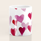 Valentine's Day Watercolor Hearts - pink Coffee Mug Gallery Image 4