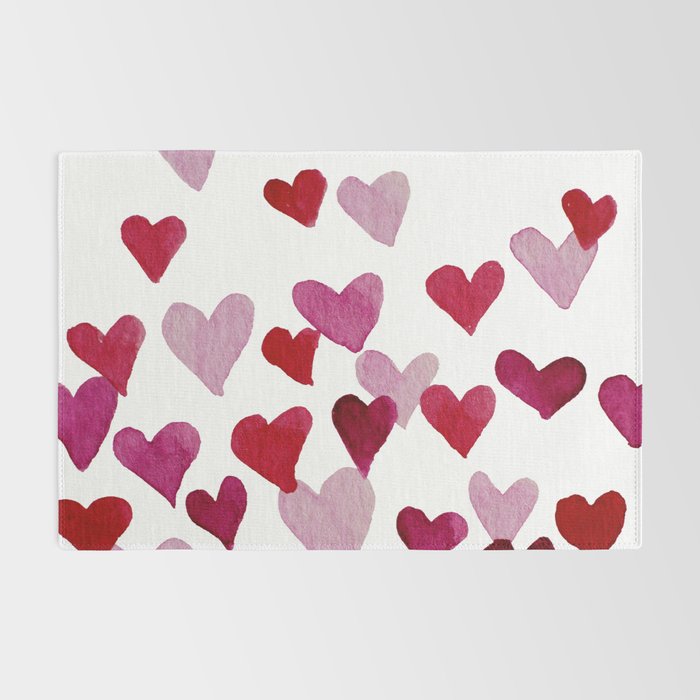 Valentine's Day Watercolor Hearts - pink Rug Gallery Image 2