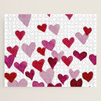Valentine's Day Watercolor Hearts - pink Jigsaw Puzzle Gallery Image 1