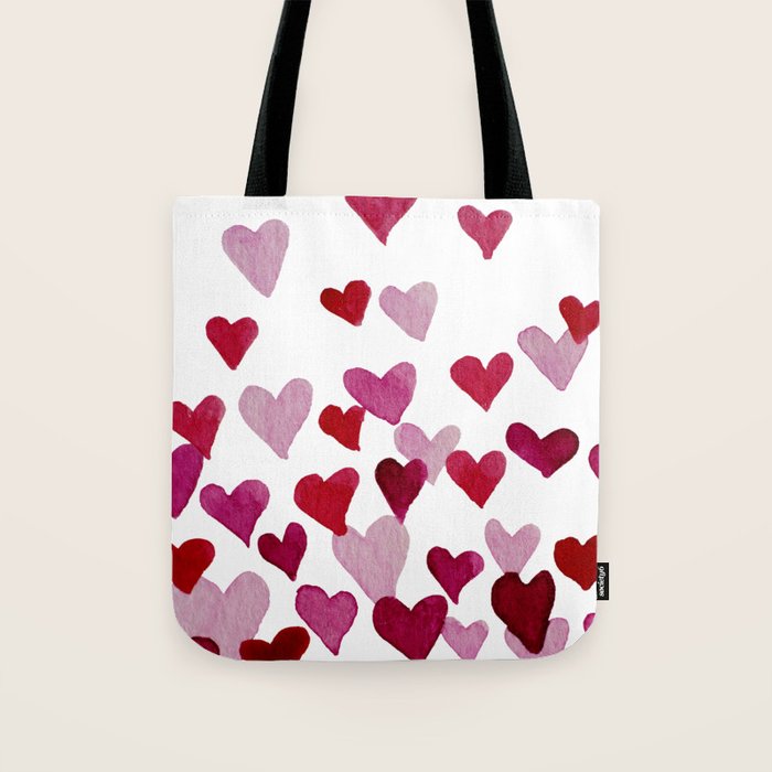 Valentine's Day Watercolor Hearts - pink Tote Bag Gallery Image 1