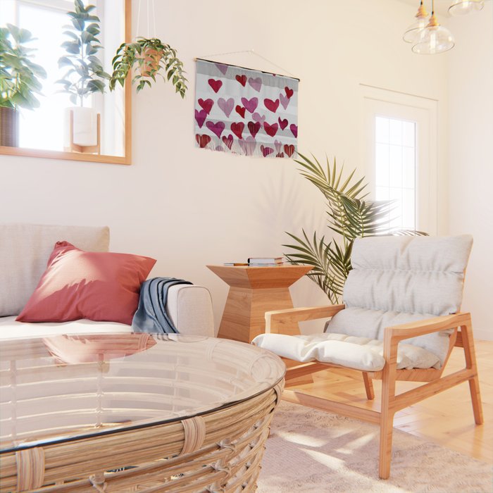 Valentine's Day Watercolor Hearts - pink Wall Hanging Gallery Image 2