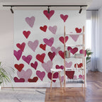 Valentine's Day Watercolor Hearts - pink Wall Mural Gallery Image 1