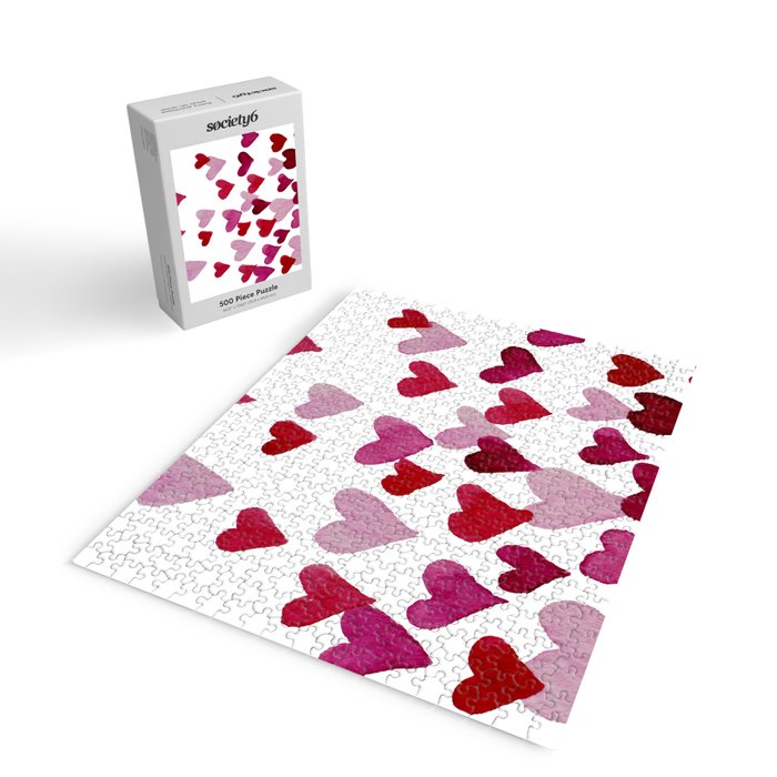 Valentine's Day Watercolor Hearts - pink Jigsaw Puzzle Gallery Image 2