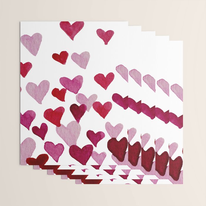 Valentine's Day Watercolor Hearts - pink Wrapping Paper Gallery Image 3