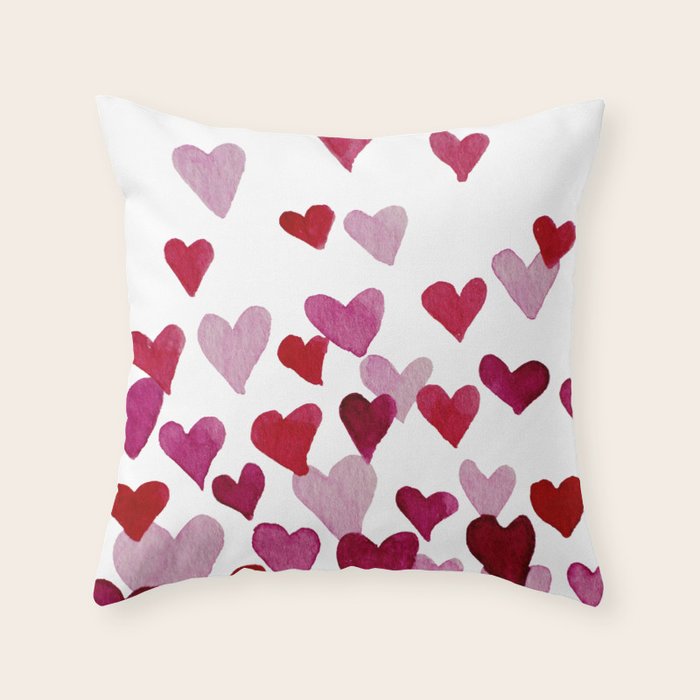 Valentine's Day Watercolor Hearts - pink Throw Pillow Gallery Image 6