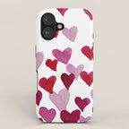 Valentine's Day Watercolor Hearts - pink iPhone Case Gallery Image 1