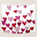 Valentine's Day Watercolor Hearts - pink Wall Tapestry Gallery Image 4