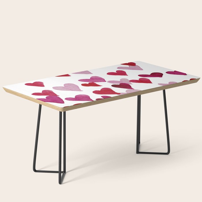 Valentine's Day Watercolor Hearts - pink Coffee Table Gallery Image 1