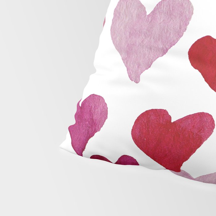 Valentine's Day Watercolor Hearts - pink Pillow Sham Gallery Image 4