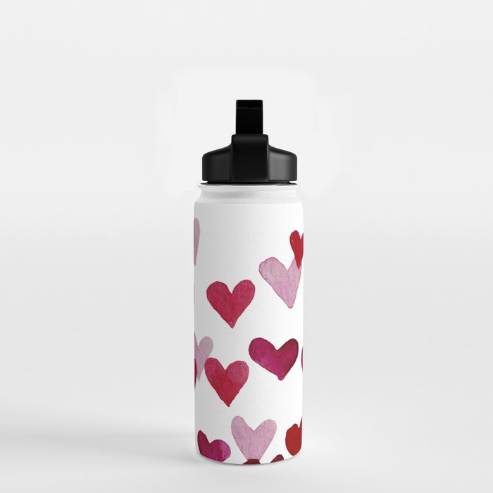 Valentine's Day Watercolor Hearts - pink Water Bottle Gallery Image 2