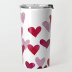 Valentine's Day Watercolor Hearts - pink Travel Mug Gallery Image 2